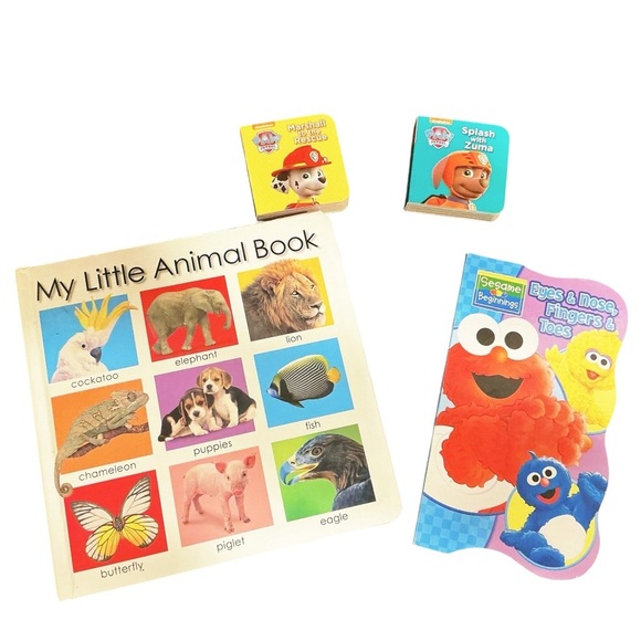 Children's Animal & Character Board Books Set of 4 - Elmo, Paw Patrol, Sesame - Picture 1 of 2